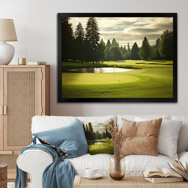 Golf Fairway Serenity - Art encadré golf, Cadre photo noir, H 30 po x l 40 po x P 1,5 po