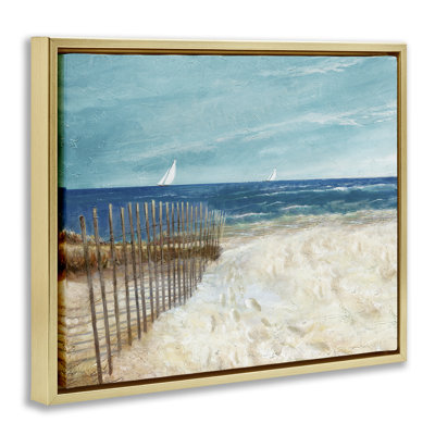 «Footprints By Sandy Fence», art mural encadré sur toile flottante par Ruane Manning