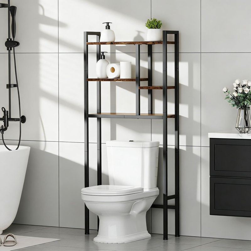Over-The-Toilet Storage Rack With 3-Tier Shelves, Freestanding Bathroom Organizer And Space Saver With Sturdy Metal Frame For Bathroom, Laundry Room, And Kitchen