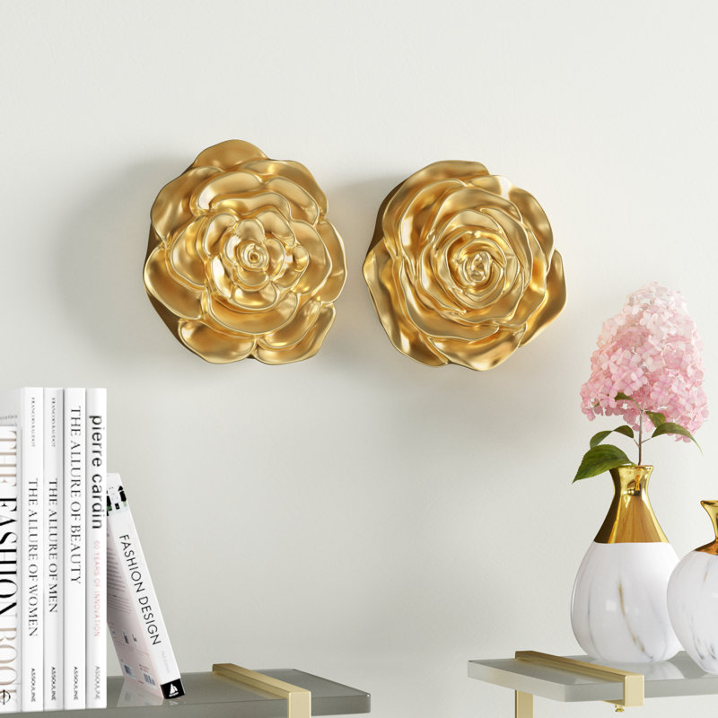 Handmade Glam Plants & Flowers Wall Decor on Resin, Gold