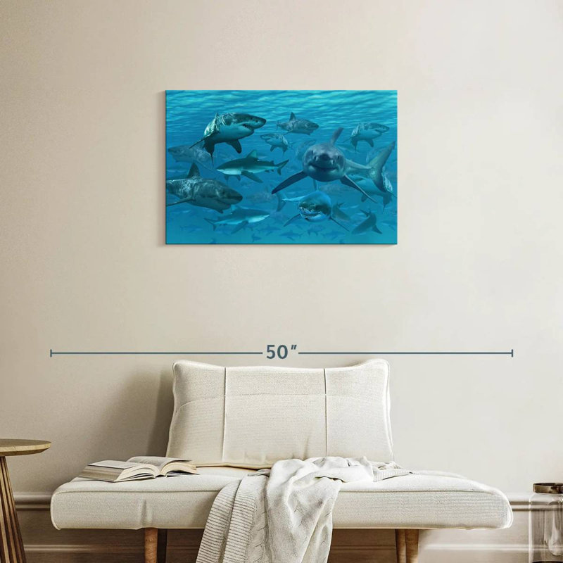 Crowle Shiver Of Sharks, H 20 po x l 30 po