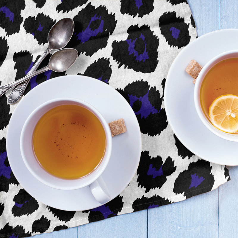 Tea Towel Kitchen Towel, Cotton Blend, White/Black/Purple