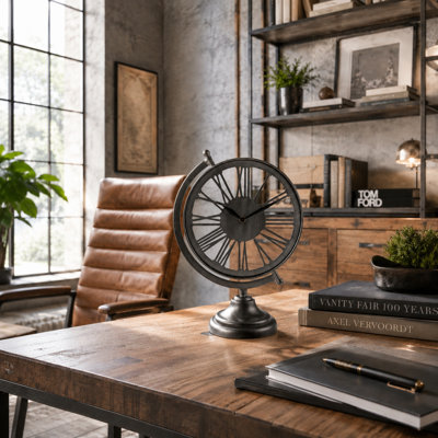 Analog Mechanical Tabletop Clock in Black