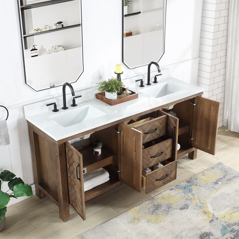 Ensemble de meuble-lavabo double 72 po Javier, Gris antique