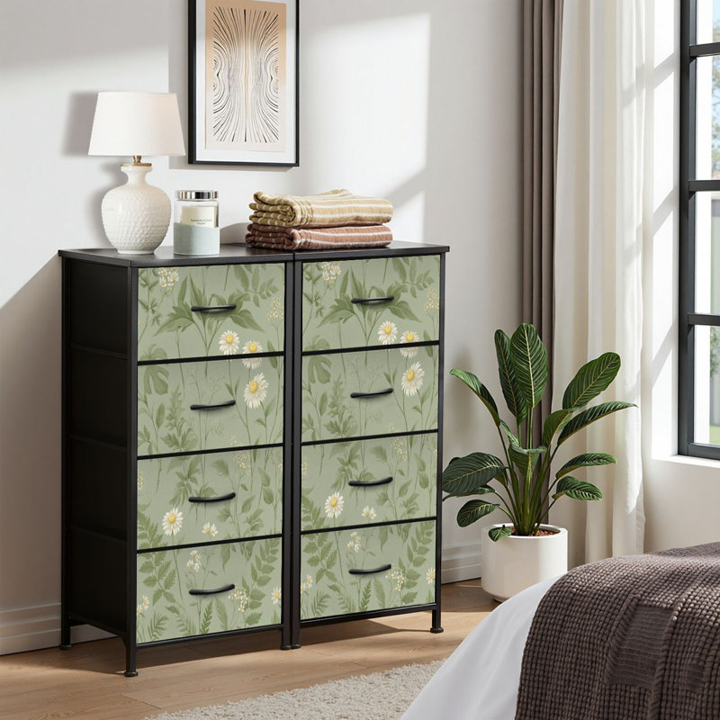 4 Drawer Dresser for Bedroom, Narrow Chest of Drawers, Wooden Top and Study Iron Frame 18"x37.5"-(WxH)