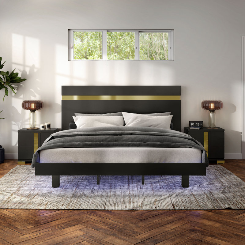Ensemble de chambre à coucher 3 pièces Clemson, Noir, Grand