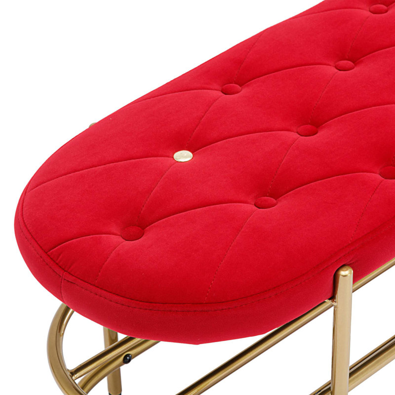 Banc de rangement en velours Rosheda, Rouge