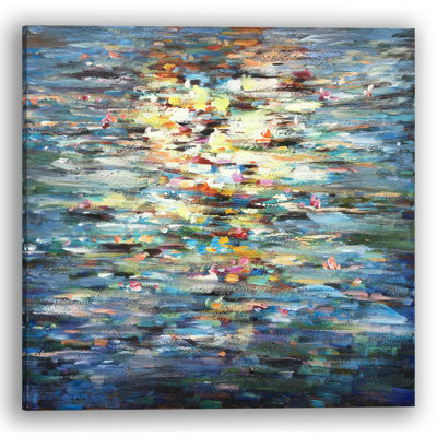 Blue Water Reflection Abstract Canvas Wall Art