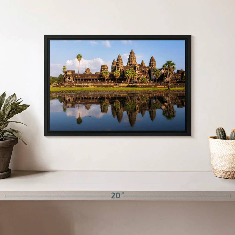 Angkor Wat Reflection, 13" X 9", Floating Frame Black