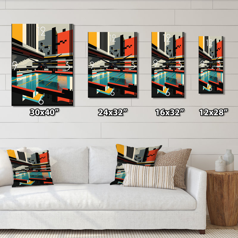 Bauhaus Retro City Architecture I - Horloge murale architecture futuriste, Petit