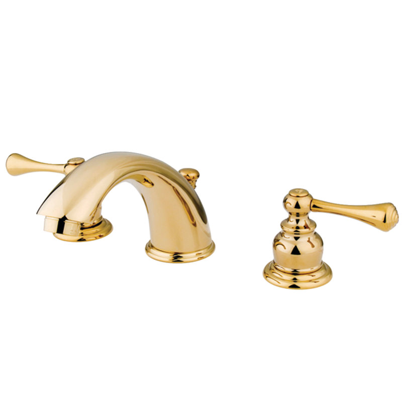 Widespread Bathroom Faucet with Drain Assembly, Polished Brass