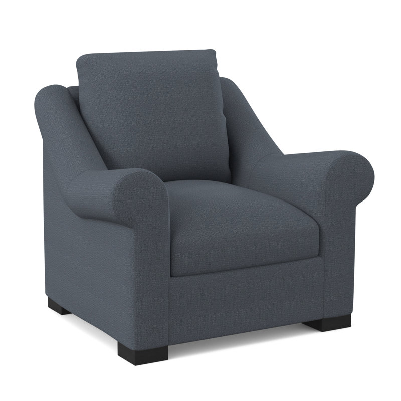 Canyon Sunbrella® and Boucle Armchair, Elise Harbor 100% Polyester, Espresso