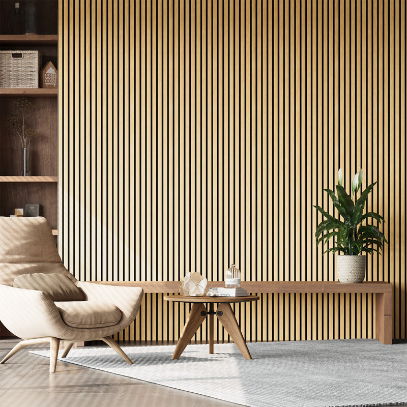 2pcs x "106 x 20.5" 3D Acoustic/Soundproof Wood Slat Wall Panels (set of 2/30.2 sq. ft.), White Oak