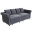 Canapé-lit Chesterfield de 90 po en velours avec très grand lit, canapé-lit convertible avec 4 coussins, gris-1852260285