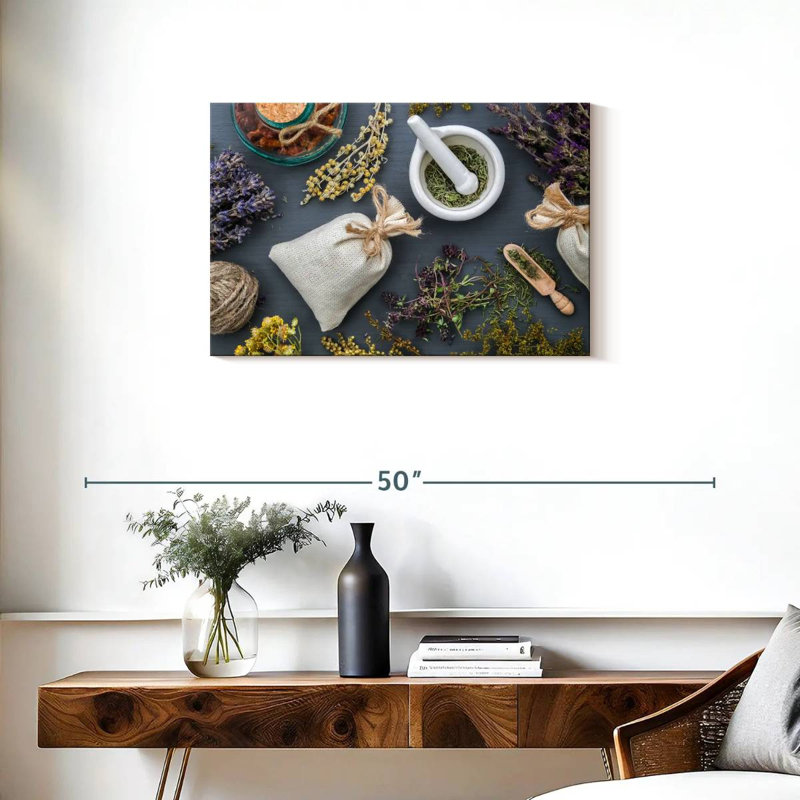 Dried Medicinal Herbs, 20" H x 30" W