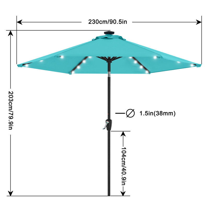 Parasol de marché Cutshall, Turquoise, 7.5'
