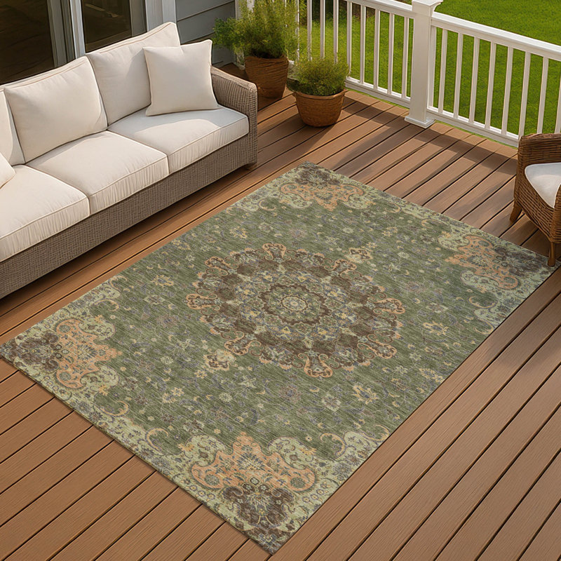 Tapis lavable à la machine intérieur / extérieur ACN2489, Olive, 2 pi 6 po x 3 pi 10 po