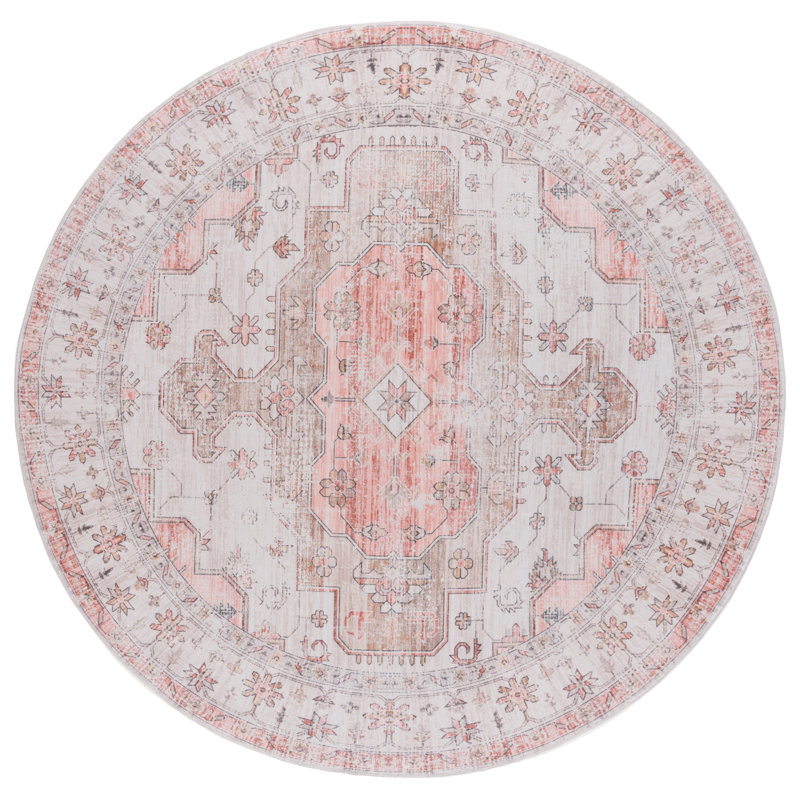 Maritess Machine Washable Southwestern Rug, Round 6'