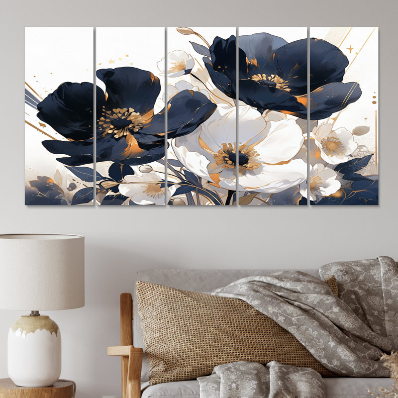 Brilliant Poppies IV - Ensemble de décoration murale floral en métal