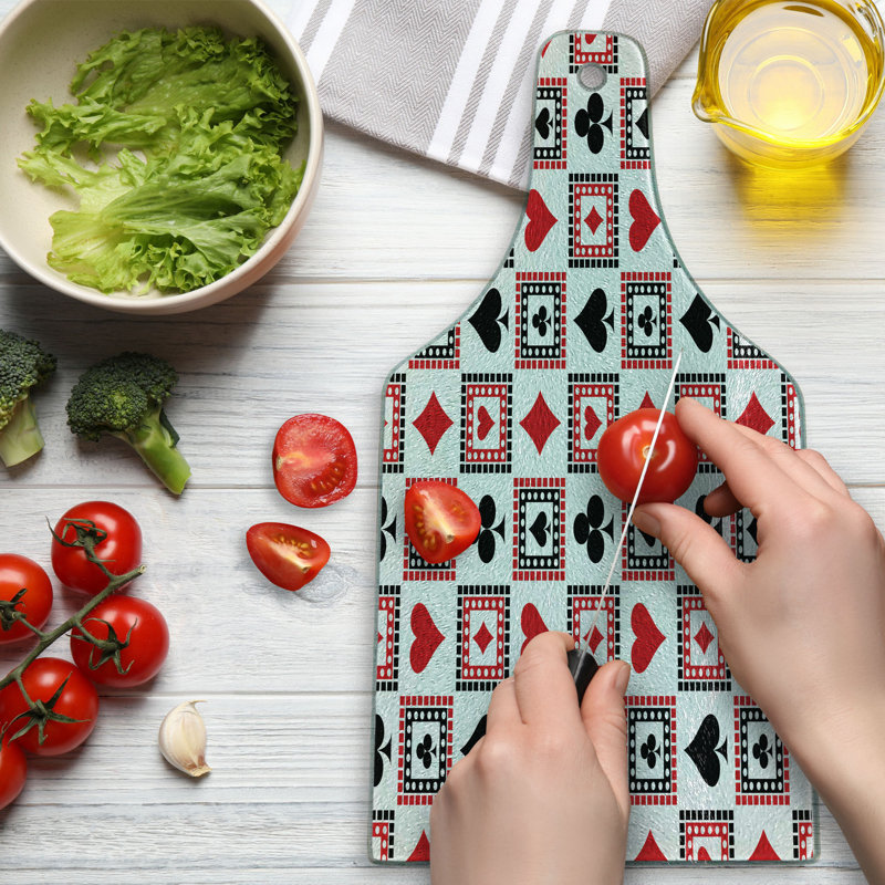 Scarlet and Black Casino Themed Tempered Glass Cutting Board