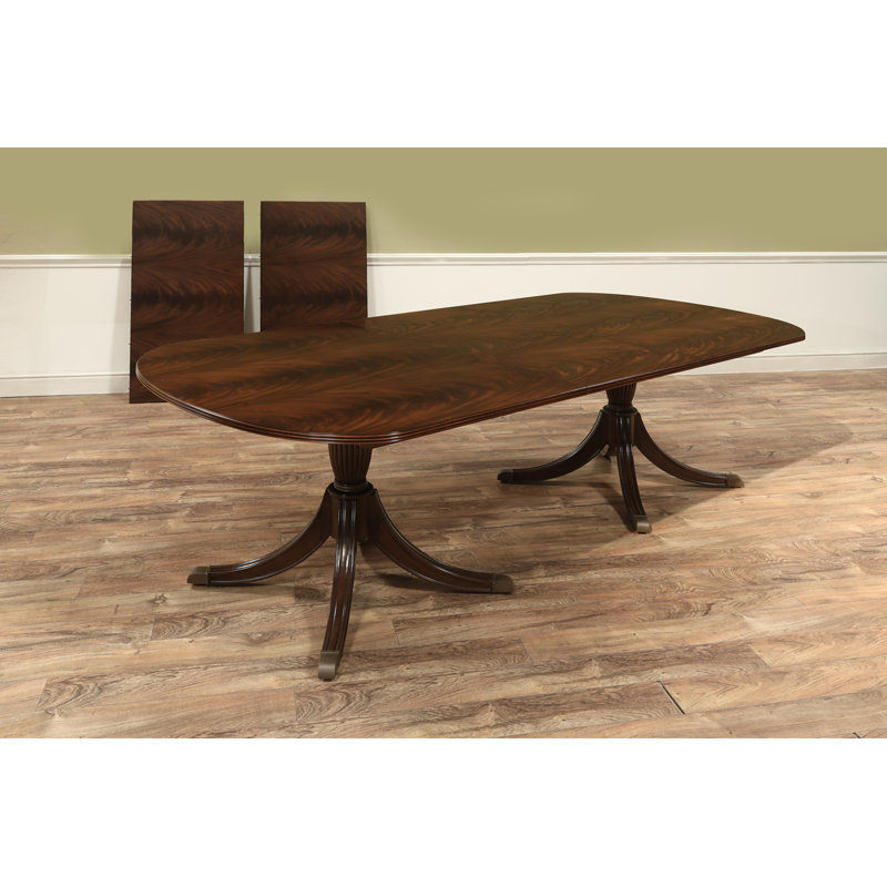 Traditional 12 Foot Double Pedestal Mahogany Dining Table For Seating 14 People