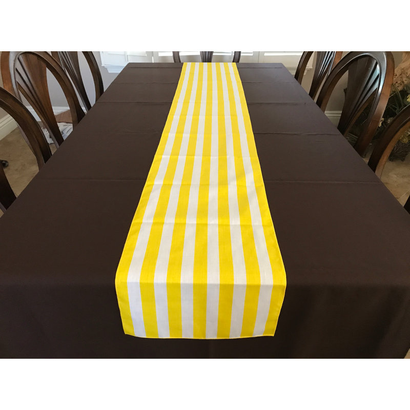 Stripes Print Table Runner, 90" Runner, Yellow, 24"