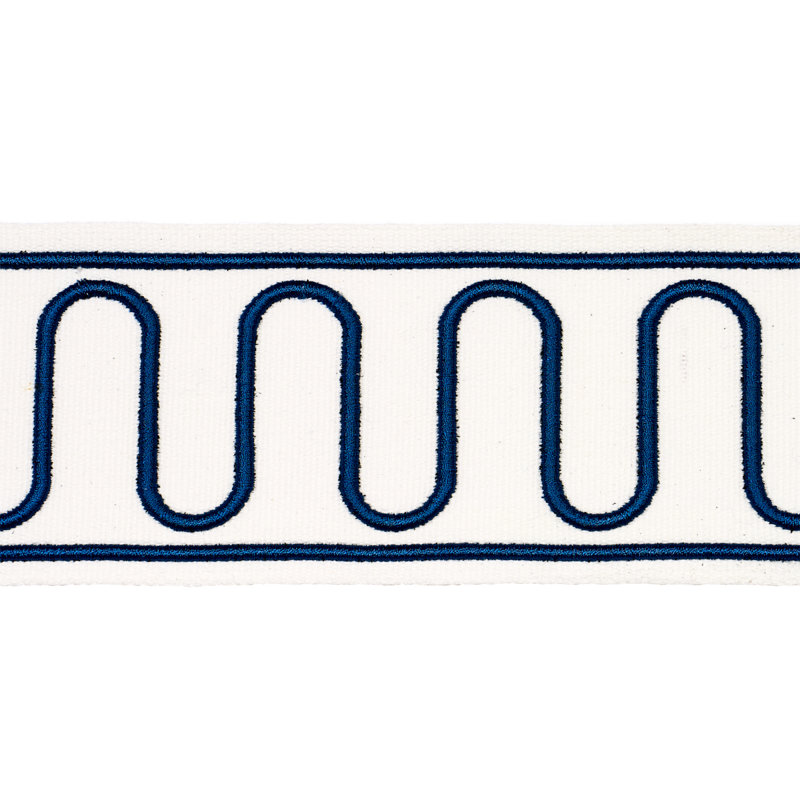 Schumacher X Paloma Contreras Royere Scroll Trim, Marine