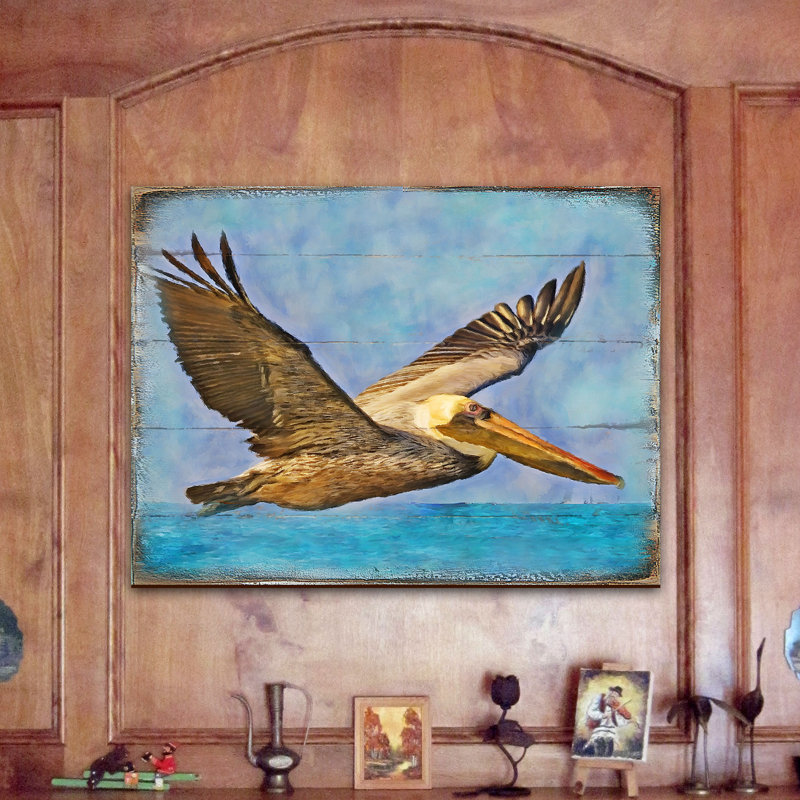 Bloc mural d'art mural de style pélican volant de la collection Wall Block | Nature Wonders, H 7,5 po x l 5 po x P 0,75 po