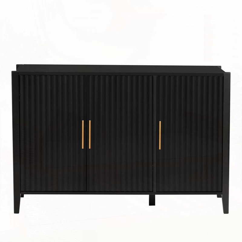Armoire de rangement moderne à trois portes Verdiva avec poignées en métal et panneau de fibres à densité moyenne durable