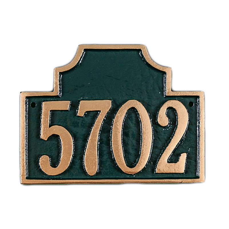 Plaque d'adresse murale 1 ligne Petite, Vert forêt / doré
