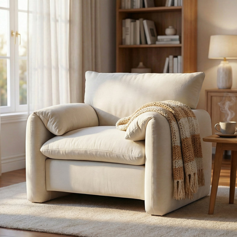 Fauteuil d'appoint surdimensionné 37,6 po Marithza, Chenille crème