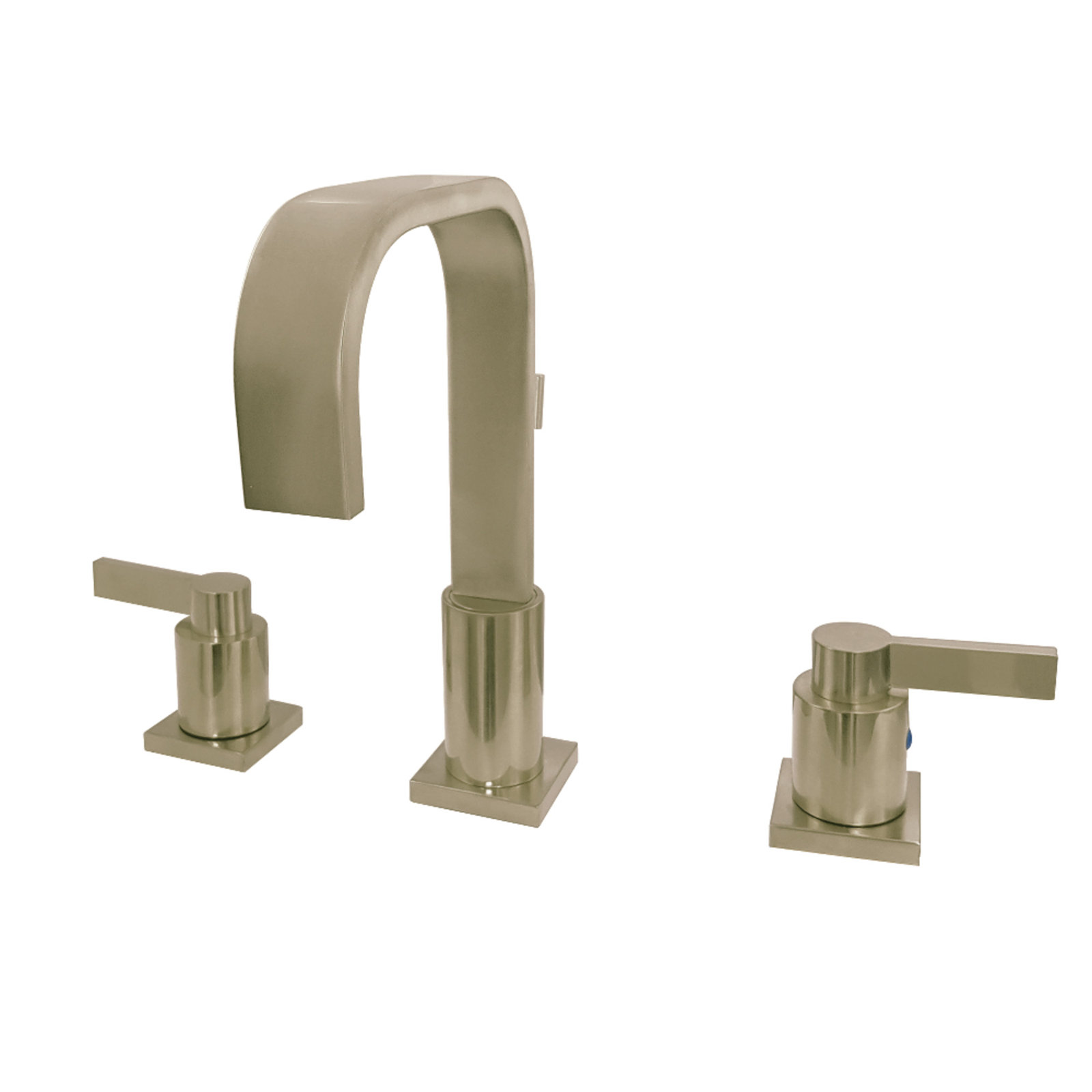 Kingston Brass NuvoFusion Two-Handle 3-Hole Deck Mount Widespread Bathroom Faucet with Retail Pop-Up Drain, Satin Brass