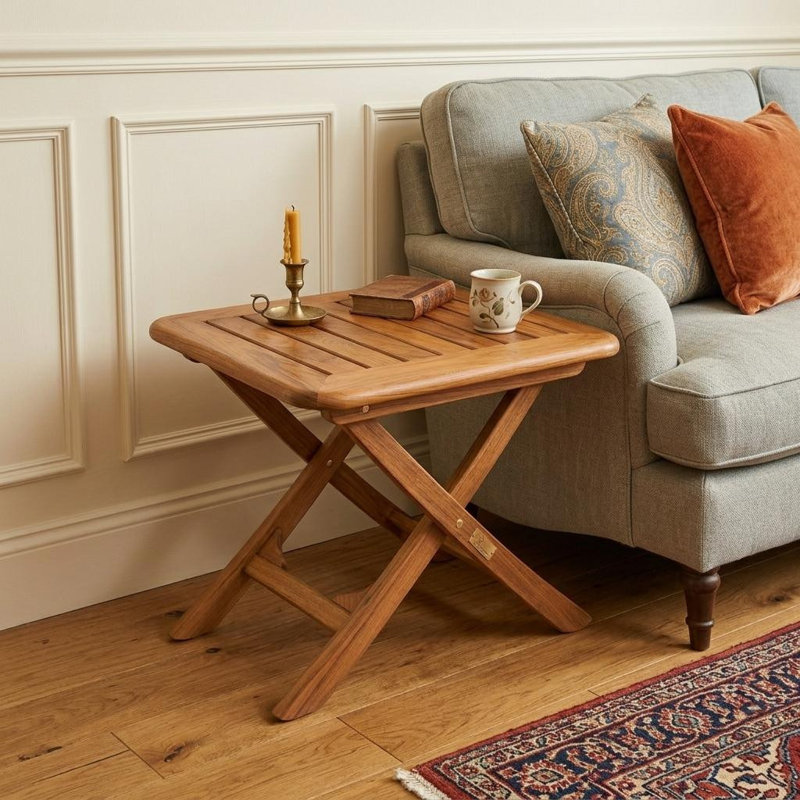  Table de bout rectangulaire en bois massif brun transitionnel 18 po