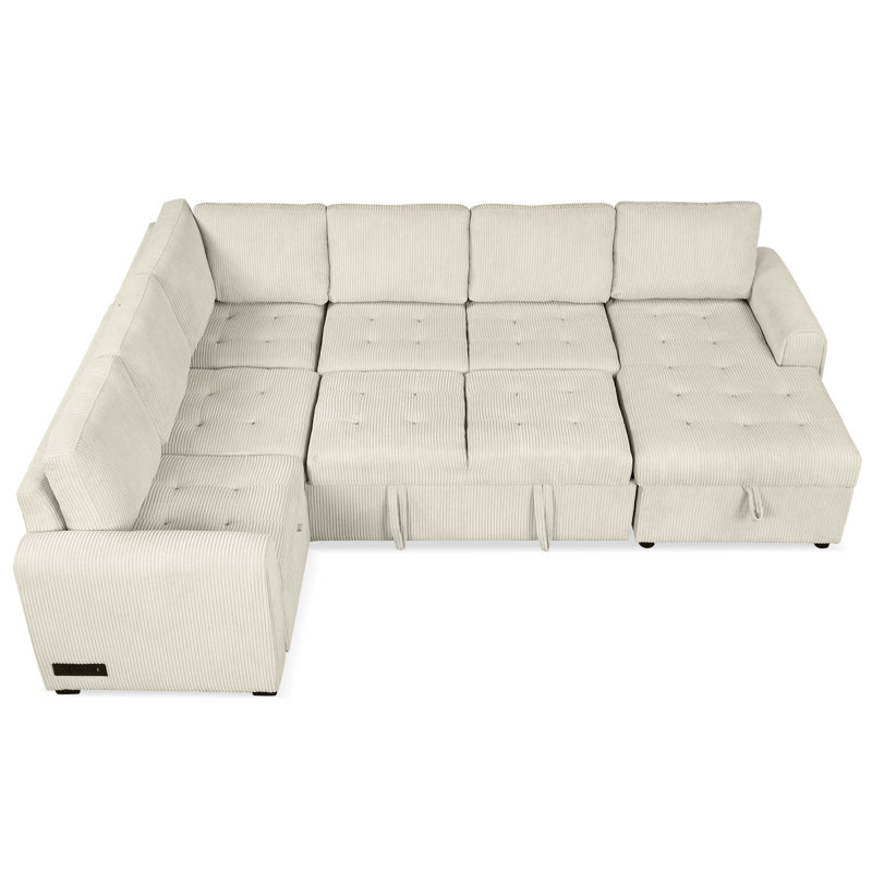 Beige en forme de U avec lit escamotable facile et méridienne de rangement, couleur personnalisée