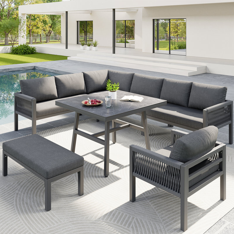 8 - Person Seating Group With Table, Grey