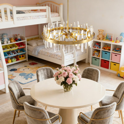 Lustre en cristal moderne avec 12 lumières, plafonnier doré à intensité variable pour salle à manger, salon, îlot de cuisine, vestibule et chambre à coucher