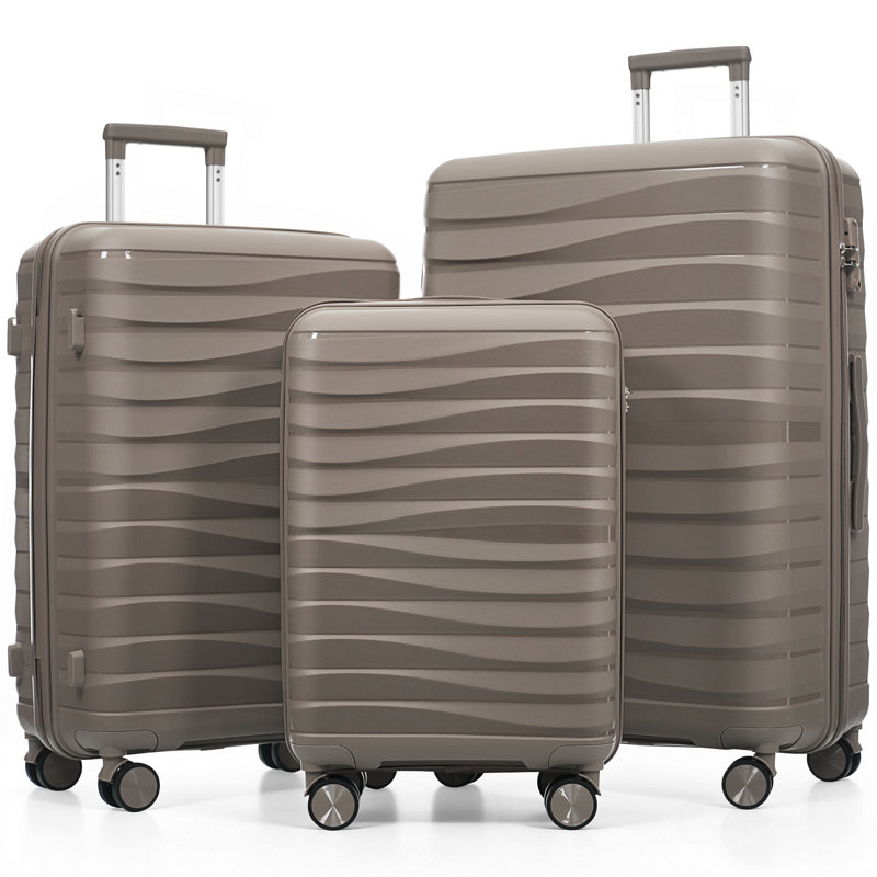 Ensemble de valises de voyage en PP de qualité supérieure, ensemble de valises à verrou TSA 3 pièces avec des tailles de 20, 24 et 28 pouces avec des roues pivotantes à 360 °