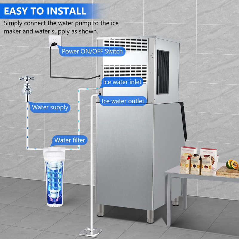 Commercial Ice Machine, 400 Lbs/24H Industrial Ice Maker Machine With 350 Lbs Ice Storage