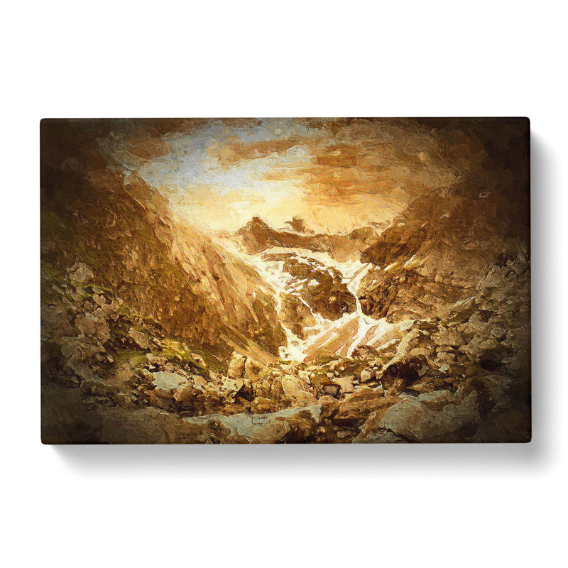 Golden Mountain Valley - Wrapped Canvas Painting, 35cm H x 50cm W x 3cm D