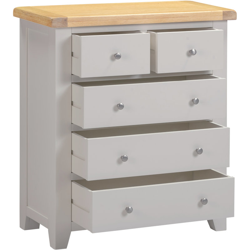 Windsor 5 Drawer Chest of Drawers, Grey
