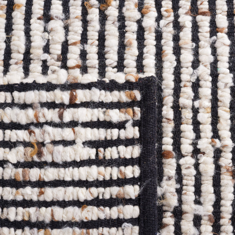Tapis rayé en laine / jute Rynesha, Tapis de couloir 2 pi 3 po x 7 pi