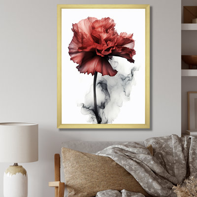 Décoration murale œillets rouges sur encre liquide monochrome - Œillets