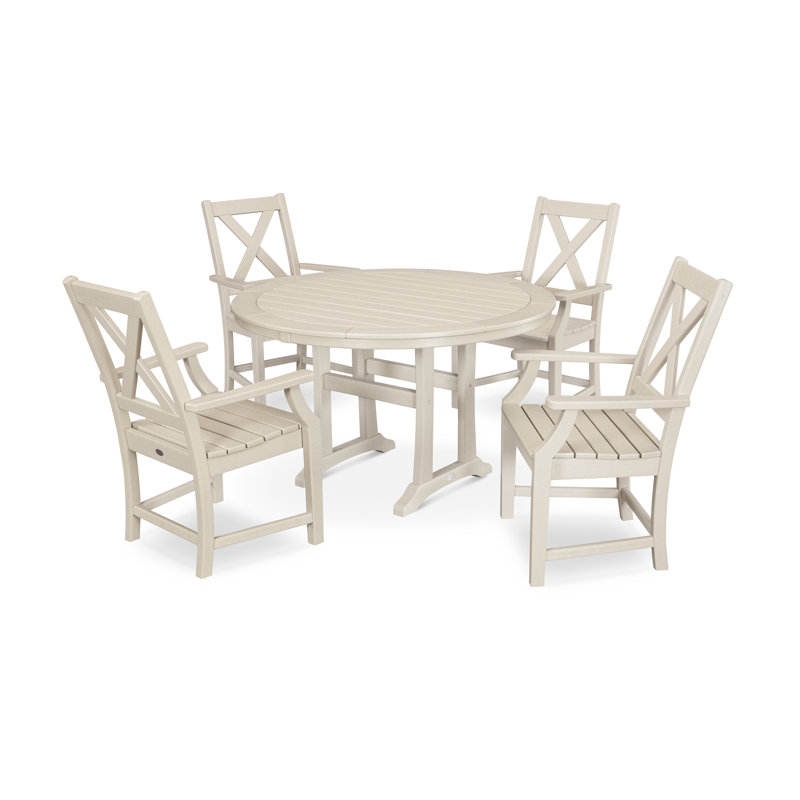 Braxton 5-Piece Nautical Trestle Arm Chair Dining Set, Sand
