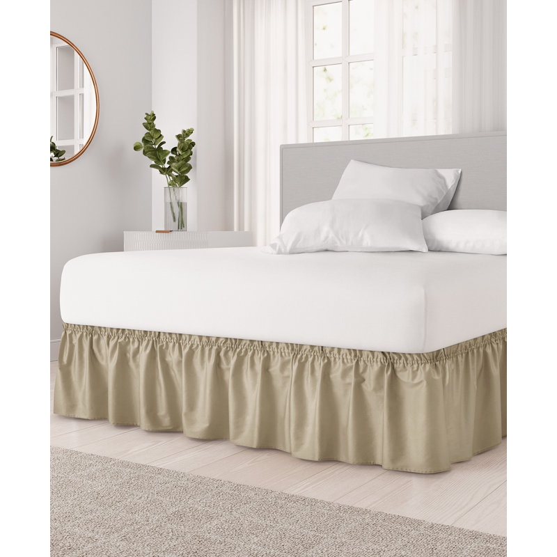 Jupe de lit à volants, Beige, 15", Très grand