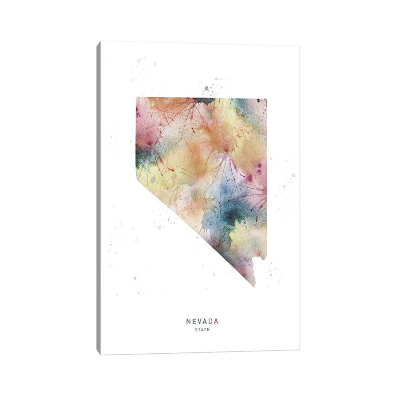 Nevada State Watercolour 1 Piece Wrapped Canvas Painting, 45.72cm H x 30.48cm W x 1.9cm D
