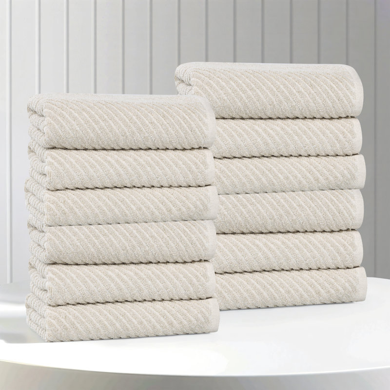 Essuie-mains en mélange de coton et viscose Amelia, Beige