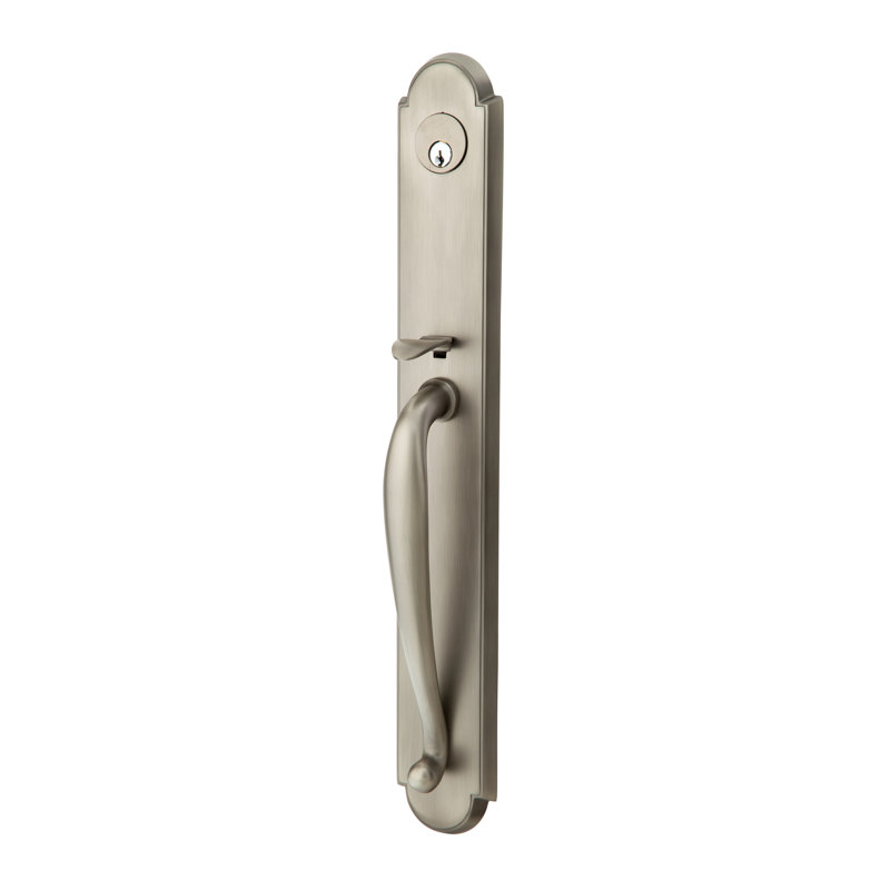 Entretoise tubulaire double cylindre Emtek Wilmington, Nickel antique, Poignée transparente Astoria, Réversible