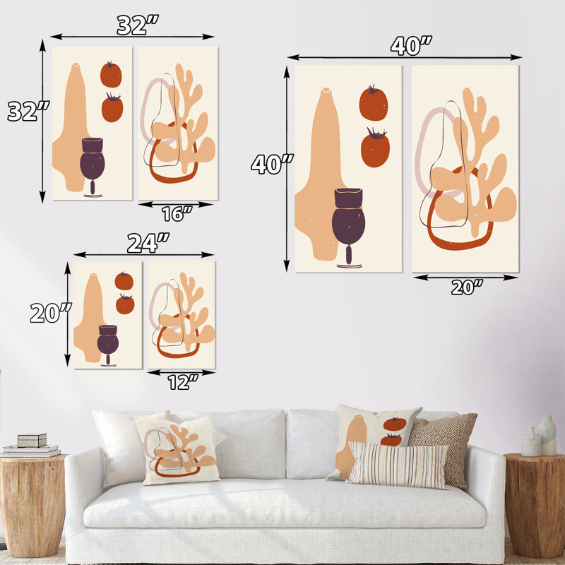 Primitive Abstract Retro Shapes IV - ensemble de 2 impressions, Toile tendue, H 20 po x l 24 po x P 1 po