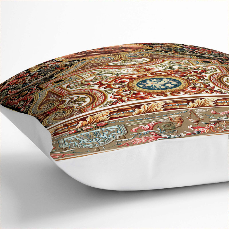 A 17th Century Pattern Square Throw Cushion, 40 x 40 cm, White
