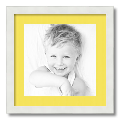 White Wood Matte Picture Frame with Mat
